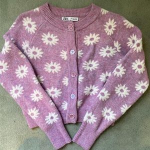 Zara purple lavender floral cardigan